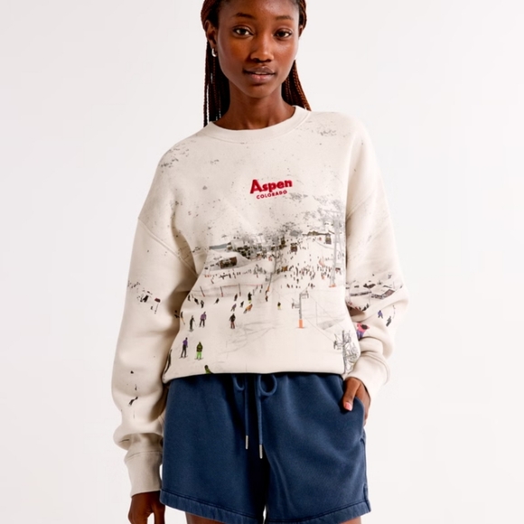Abercrombie and fitch ski destination vintage Sunday crew neck Aspen Sweater - Picture 1 of 8
